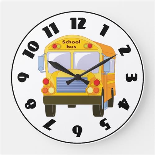 Clock with a school bus